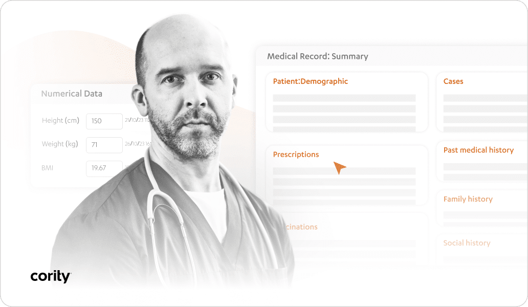 Medical record summary and numerical data in Cority Meddbase
